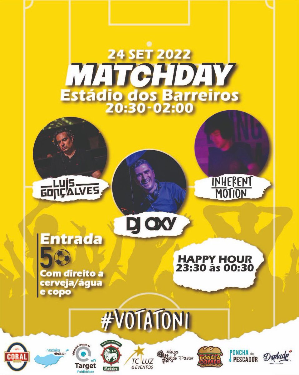 Sábado é dia de jogo e contamos contigo em campo!!⚽️⚡️
Mais novidades virão, fiquem atentos! 👀🟡
#votaToni💛💛💛