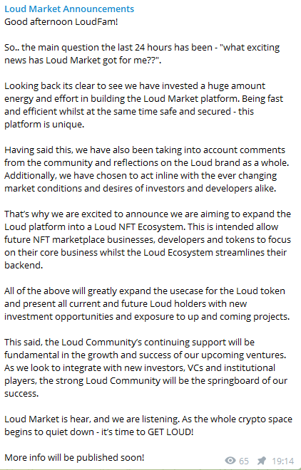 loudmarketnfts's tweet photo. **IMPORTANT UPDATE**

Loud maybe changing forever.. Go and vote for our plans on telegram!

https://t.co/1WyF2NRNMt

#Crypto #cryptocurrency #musicnft #musicnfts #nfts #BNB #Ethereum #Bitcoin #CryptoNews https://t.co/NJj8EaAyZy