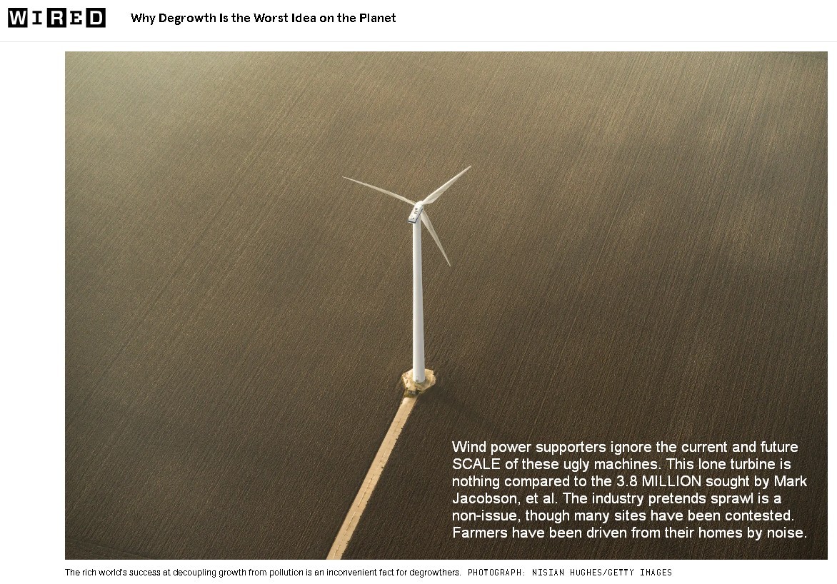FalseProgress's tweet photo. @nils_gilman @amcafee "Degrowthers want... to walk away from higher prosperity...."

There's no modern prosperity growth w/o more ENERGY, and short of nuclear fusion, which only covers the electricity sector, attempts to replace fossil fuels with "renewables" sprawl are wrecking Earth's open spaces. https://t.co/LNeO1KqChy
