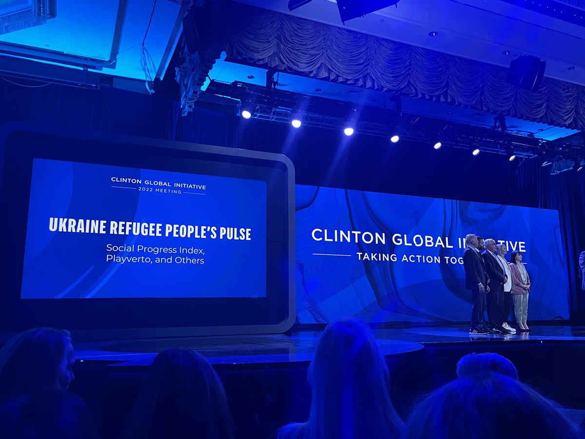 socprogress's tweet photo. SPI and @PlayVerto Ukrainian Refugee Pulse being announced by @BillClinton #CGI #CGI2022 https://t.co/T7PwCVv8Ie