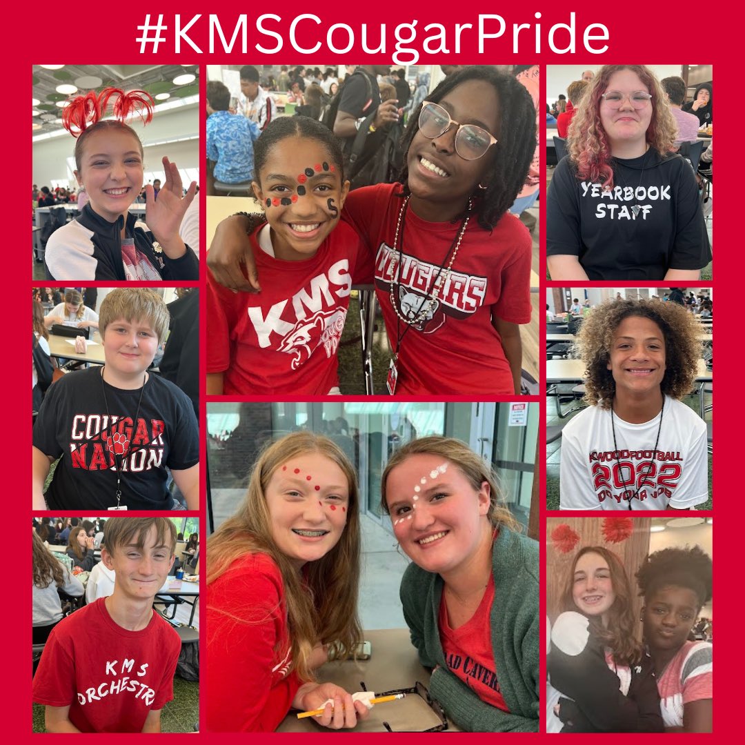 Our school was full of KMS Cougar red and black today for #StartWithHelloWeek! Tomorrow we will wear green and make the @SandyHook Promise! #KMSCougarPride🐾