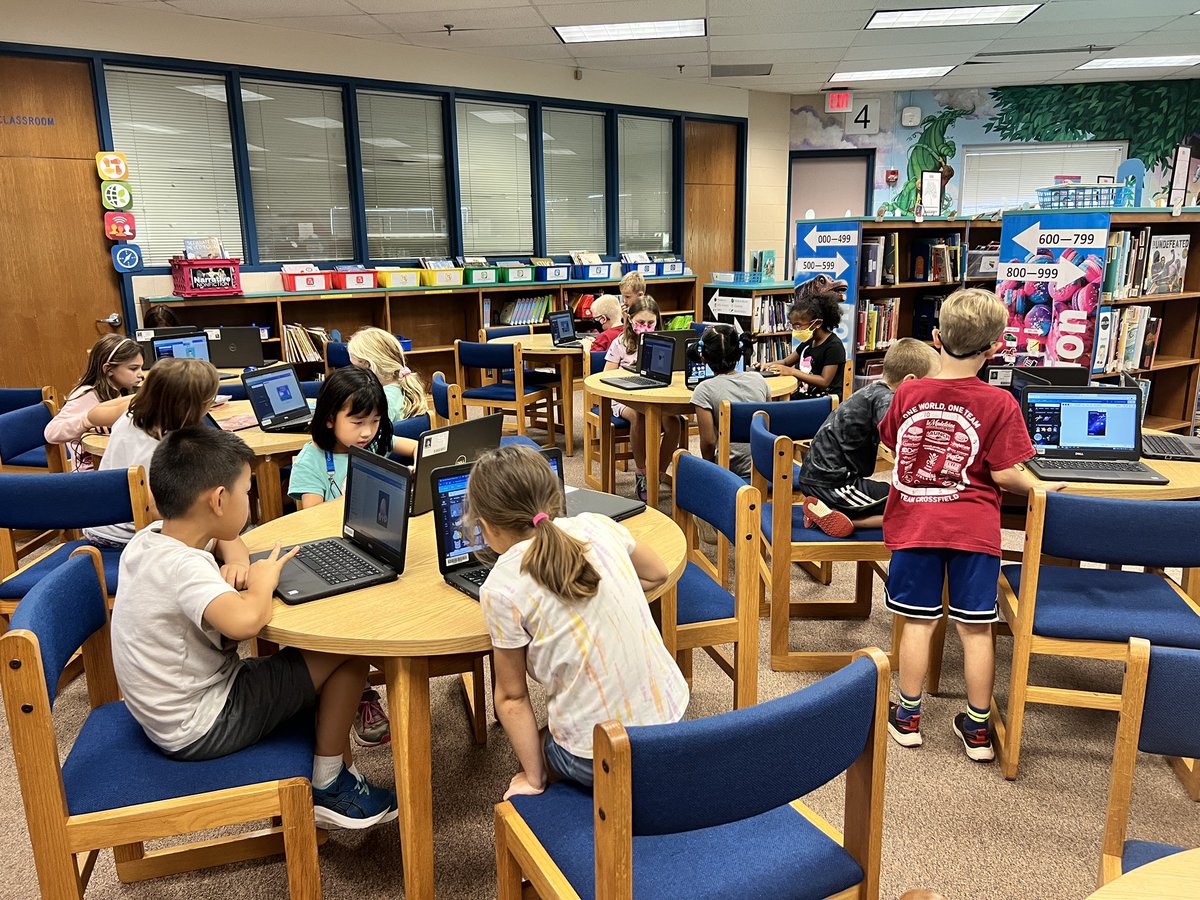 Our second graders are working on POG attributes. Today we started our work as communicators in using technology to find and share ideas. So I taught them <a href="/canva/">Canva</a> They chose to work on Canva over checkout 🤣. I can’t wait to see what they create. <a href="/FCPS_LIS/">FCPS Library Program</a> <a href="/JeffLonnett/">Jeff  Lonnett</a>