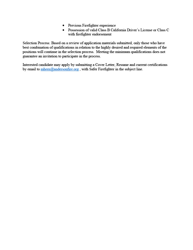 AndersonFire46's tweet photo. Anderson Fire Department is hiring! Check out the attached job posting. https://t.co/nts1iNtZZW
