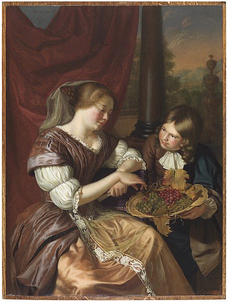 Maria Schalcken 
A Boy Offering Grapes to a Woman

circa 1675–82

#flemishpainters #flemishfemalepainters 
#womensart