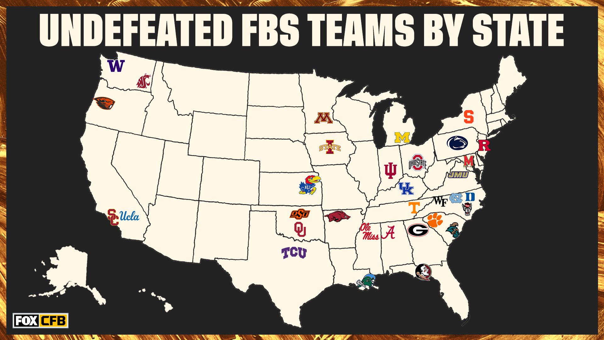 FOX College Football on Twitter "Every undefeated team by state through Week 3 💯 Does your