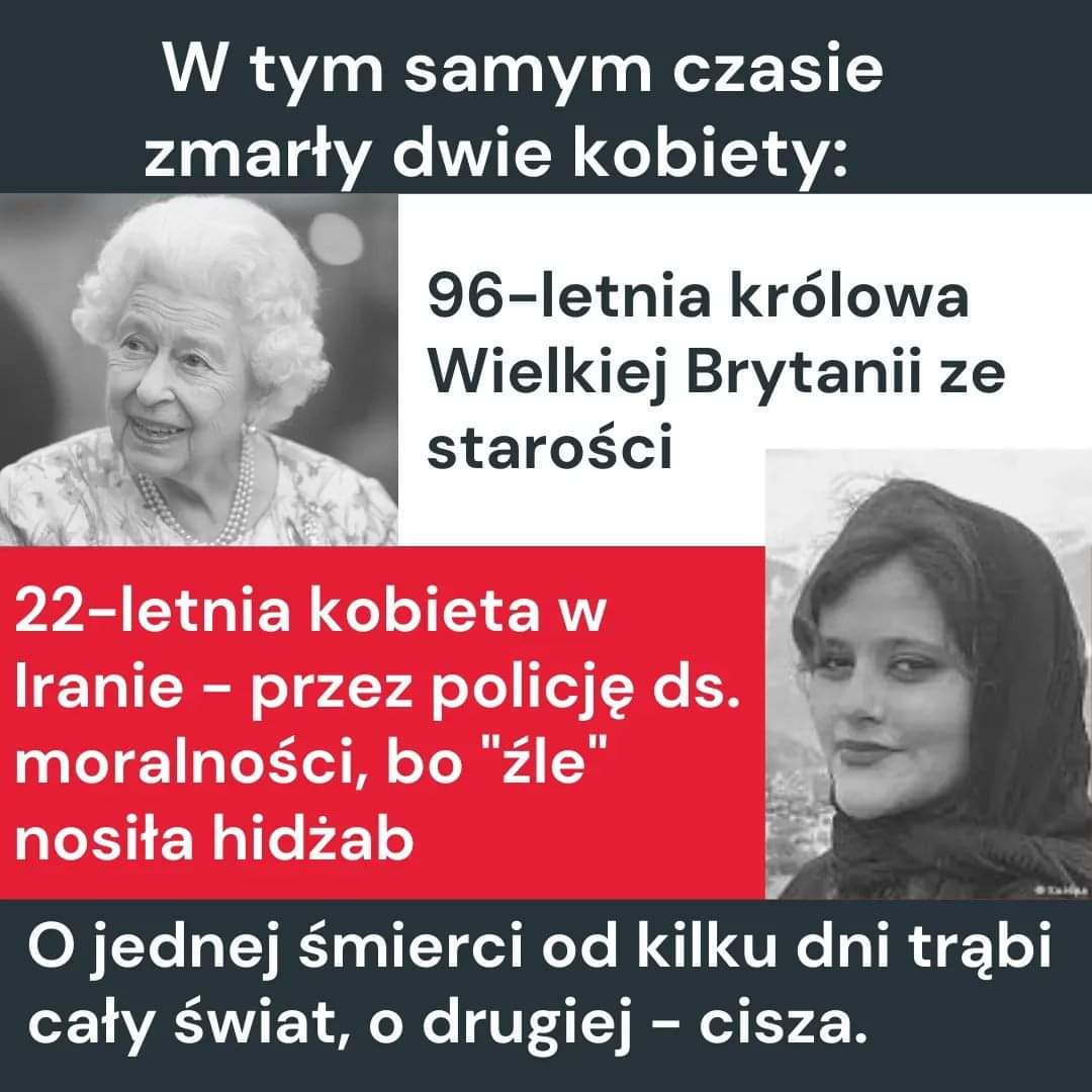 Największy brytyjski pasożyt, który nie zrobił dosłownie nic, co miałoby większy wpływ na świat i zmarł ze starości, dostaje więcej uwagi ze strony światowych mediów i ludzi w ogóle, od młodej Kurdyjki zamordowanej przez fanatyków religijnych, której śmierć wznieciła protesty w