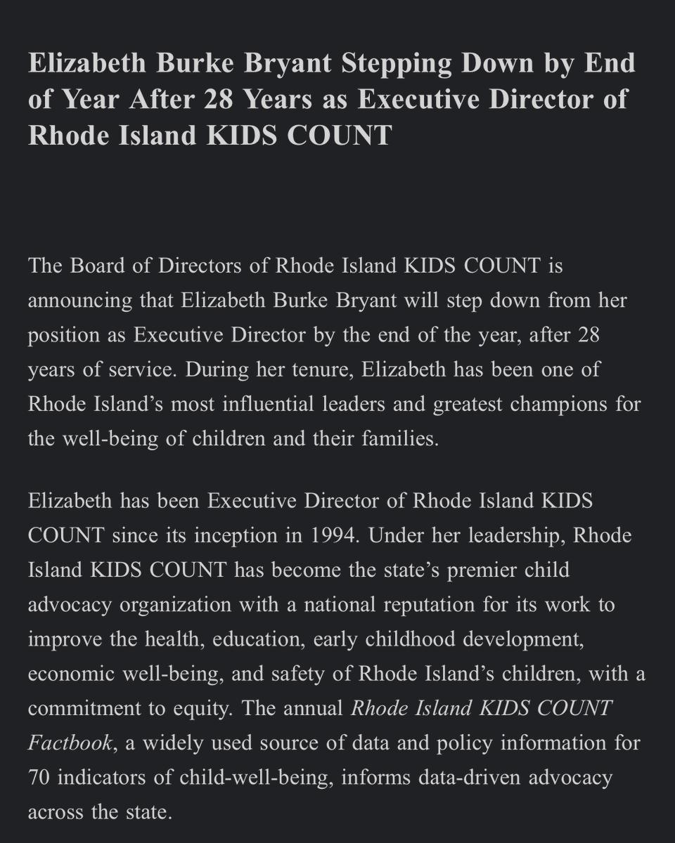 DanMcGowan's tweet photo. One of the most important child advocates in the state is stepping away from Kids Count. https://t.co/QAywCdx775