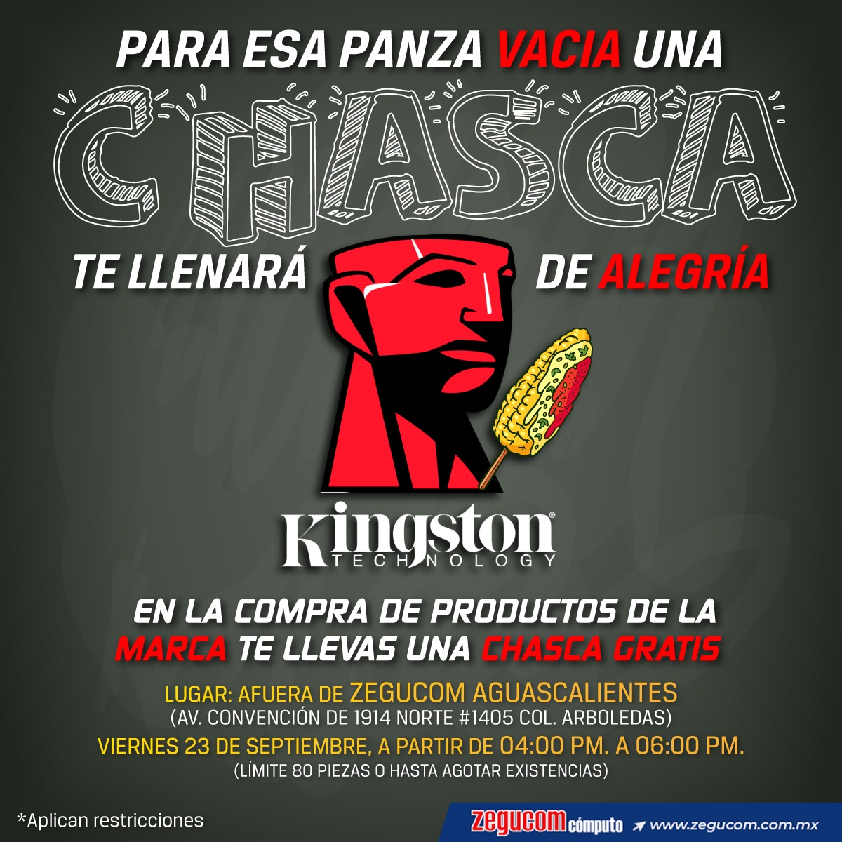 ZegucomComputo's tweet photo. ❣️Disfruta con nosotros de todo el poderosísimo sabor de las chascas y @KingstonLatam , que mas puedes pedir❣️
⚠️❗Apuntale bien viernes de 16:00 - 18:00❗⚠️
Hasta agotar existencias*
#chascas #Kingston #pcgaming https://t.co/4mcBQRyB8w