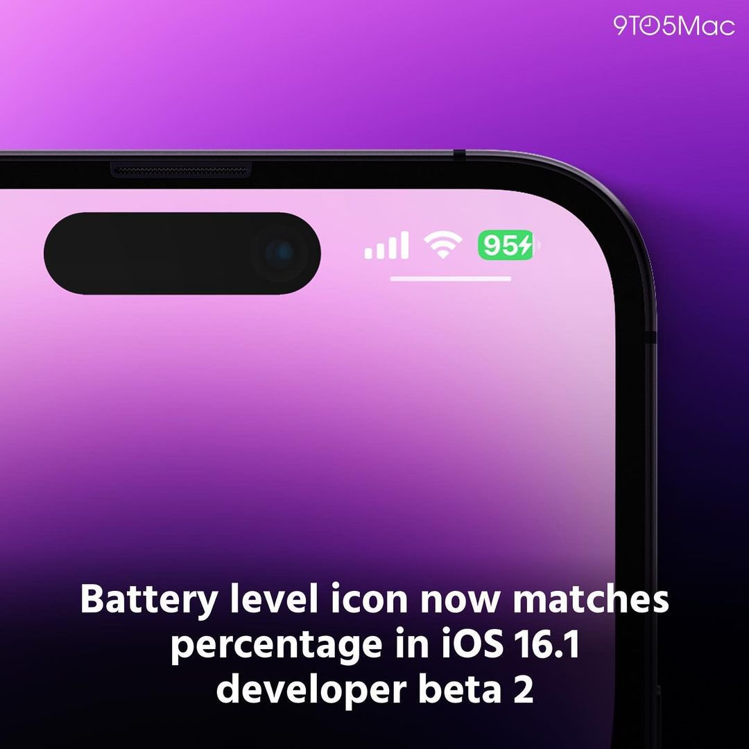 ApplesFresh_'s tweet photo. 🚨
With today's release of iOS 16.1 beta 2 for developers, Apple changed the design of the battery percentage icon. 
This feature could possibly come to all devices later today or tomorrow with the public release of iOS 16.1.
Credits: @9to5mac 
#iphone14 #iphonebattery https://t.co/q1mRLAdn3x
