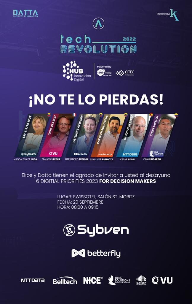 CEVALLOSNOBOA's tweet photo. [#Encuentro]
Estuvimos presentes en #TechRevolution encuentro donde se exhibieron las iniciativas tecnológicas e innovación digital de alta gama, se evidenciaron tendencias actuales y a los desafíos que enfrenta el país en cuanto a la transformación digital. Gracias @aeiecuador https://t.co/wgkt6ZMrus