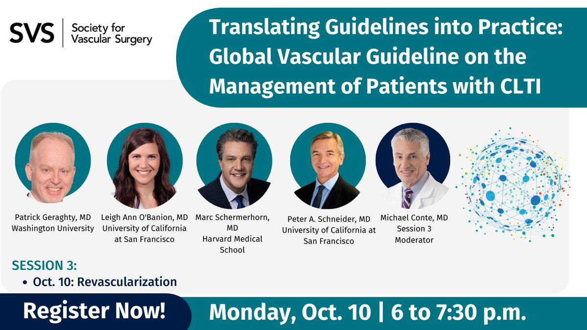 Register for the final interactive virtual roundtable to learn how to implement the Global Vascular Guidelines on the Management of Patients with CLTI into your practice. The event will take place on Oct. 10 and will discuss revascularization. Register: us06web.zoom.us/webinar/regist…