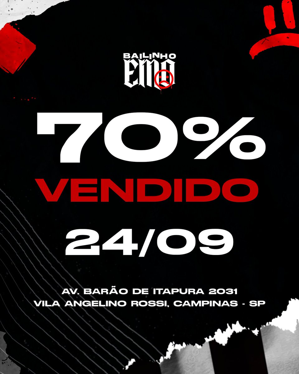 bailinhoemo's tweet photo. Faltam 4 dias 🔥🔥🔥🔥
É o último lote, hein! 70% já foi vendido, corre e entra no site da Sympla pra garantir seu ingresso 🎟🤘

#bailinhoemo #emo #festaemo #festa #campinas #balada #alt #alternativo #punk #rock #indie #emoboy #emogirl https://t.co/XGK2DrjSOE