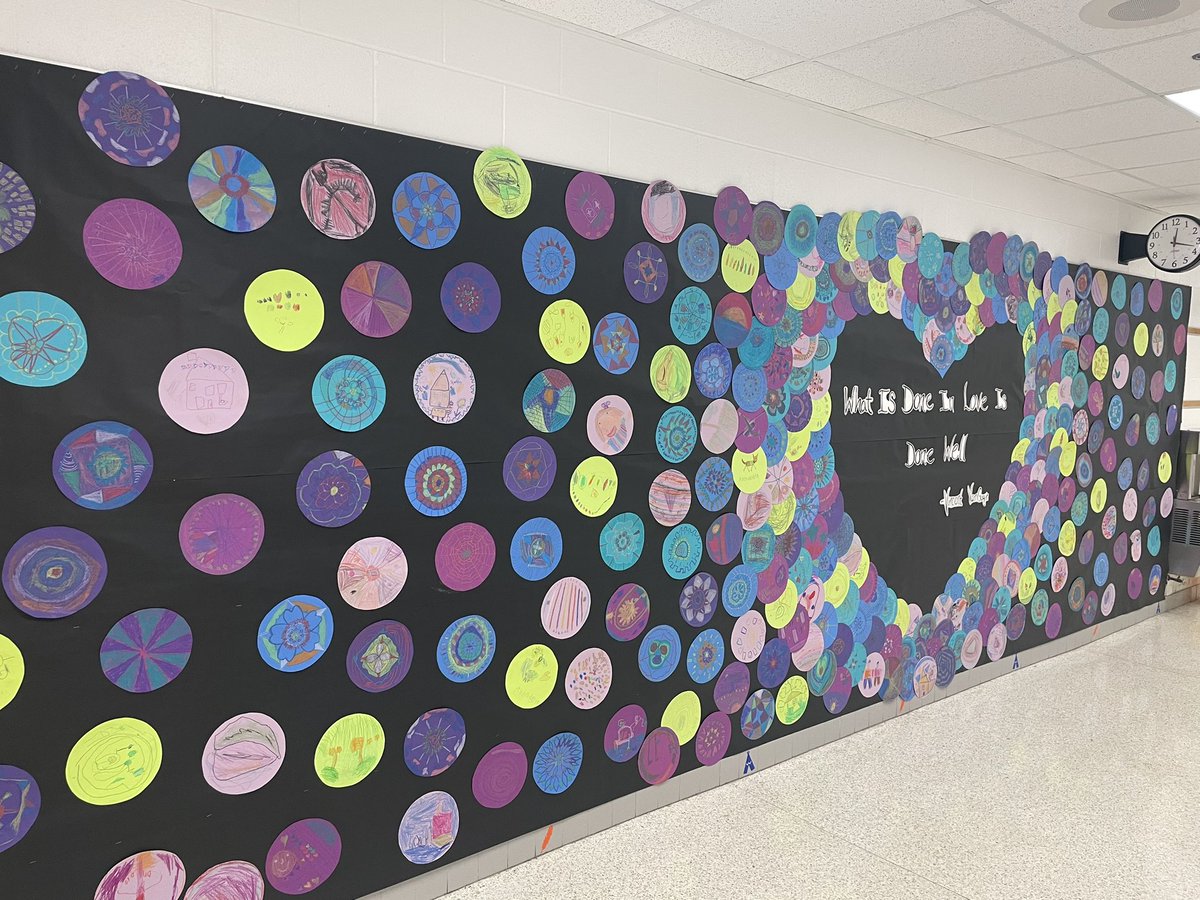 “What is done in love, is done well” -Vincent Van Gogh 🤍 my students and I completed our annual collaborative artwork, and it’s giving me all the feels 🤍 #artteacher #elementaryart <a href="/KESIndians/">KempsvilleElementary</a>