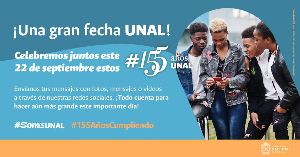 #SemanaUNAL2022 Esta semana disfruta de todas las actividades que tienen programadas las sedes y celebremos juntos los #155AñosUNAL este jueves 22 de septiembre 👏👏👏 ¡Envíanos tus mensajes, fotos, videos de cumpleaños a través de redes sociales! #155AñosCumpliendo