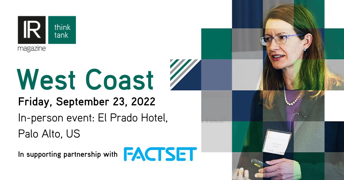 IR_Impact's tweet photo. It's fantastic to have @FactSet as a supporting partner of this Friday's IR Magazine Think Tank – West Coast in Palo Alto!
Free to attend and exclusively for senior corporate, in-house IR professionals, register here: https://t.co/aJAFo1FjRP #irchat #irthinktank https://t.co/8u6dLmQkqv