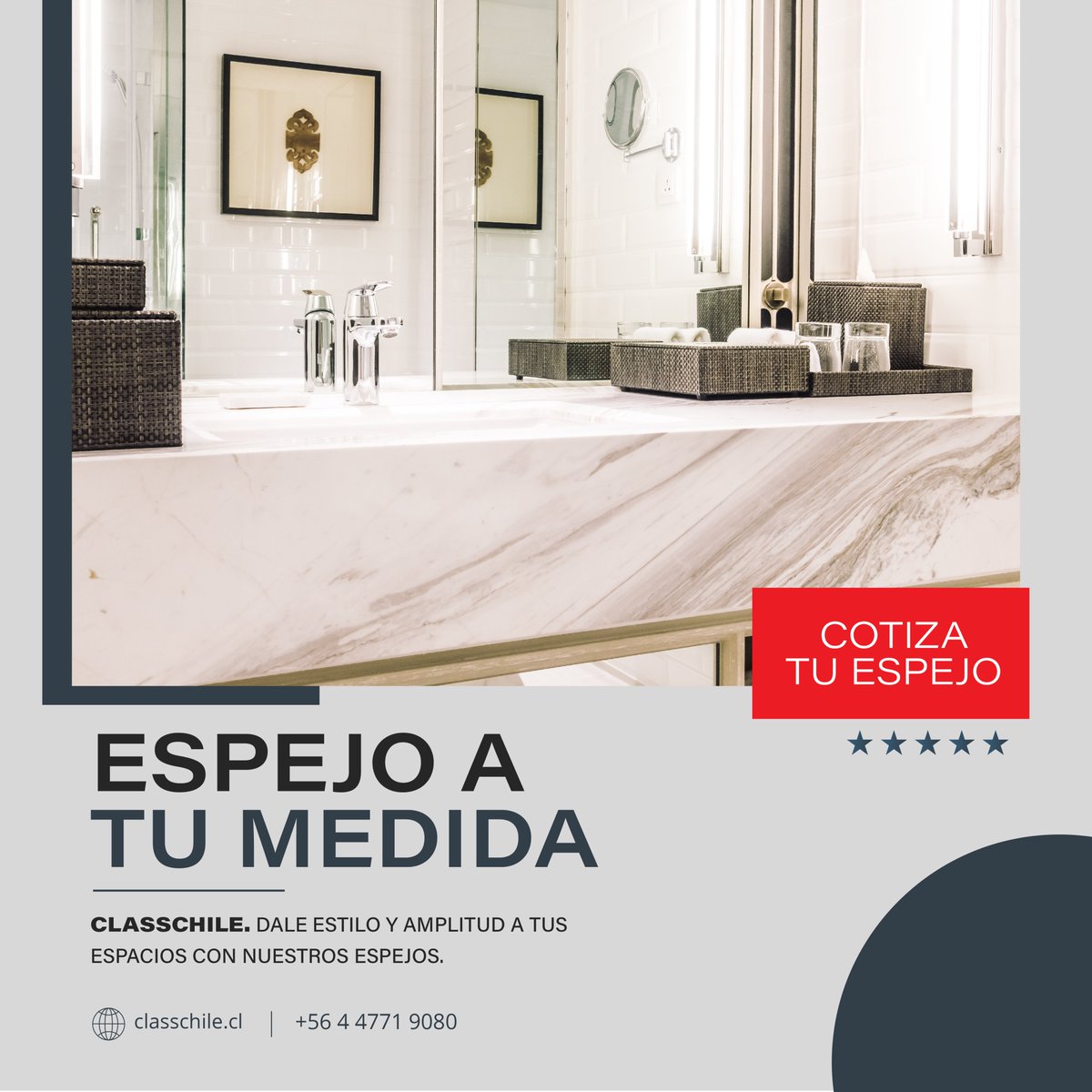 ClassChile_SA's tweet photo. Un toque especial a los espacios de tu hogar gracias a nuestros espejos que entregan amplitud visual y un estilo único.
Cotiza con nosotros +564 4771 9080
Estamos en Chañarcillo 1201 - Maipú.
#estilounico #cierre #terminaciones #classchile #maipú #vidriolaminado #espejos https://t.co/1yvP2BgMyj