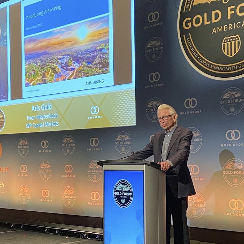 Aris Chair Ian Telfer is down at the Denver Gold Show in Colorado, introducing the next mid-tier producer: Aris Mining! Stay tuned for more updates on this exciting business merger. 

Learn more: arisgold.com/overview/defau… 

$ARIS $ALLXF <a href="/DenGoldGroup/">Denver Gold Group</a> #Mining #Gold #Industry