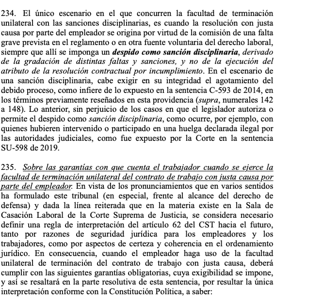 jairoparrac's tweet photo. Texto completo sentencia SU-449 de 2020

REGLAS DE UNIFICACIÓN cuando el empleador pretenda dar por TERMINADO EL CONTRATO DE TRABAJO CON JUSTA CAUSA, de conformidad con el artículo 62 del CST --👇👇--

https://t.co/6a1BnxGdFn https://t.co/QNY1v8pUPT
