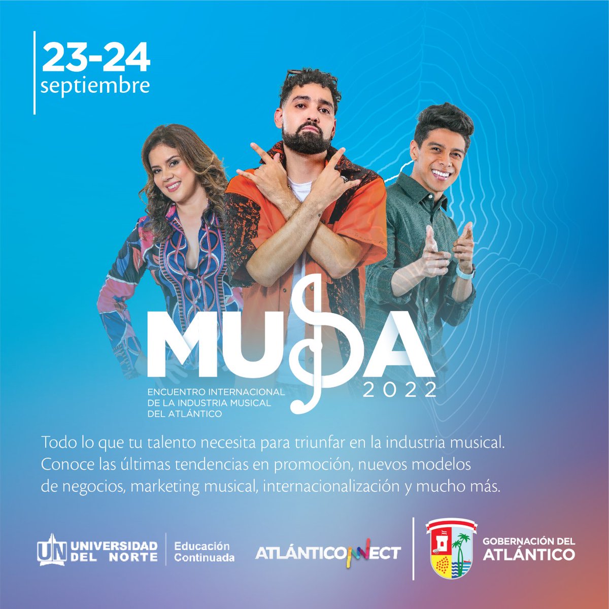 UninorteCO's tweet photo. ¿Quieres triunfar en la industria musical? 👀🎶

Inscríbete para participar en el Primer Encuentro Internacional de la Industria Musical del Departamento del Atlántico, MUSA, un evento para músicos, managers, estudiantes y otros.

🔗 Inscríbete aquí: https://t.co/TCKEzNCL18 https://t.co/mVn54Xom6L