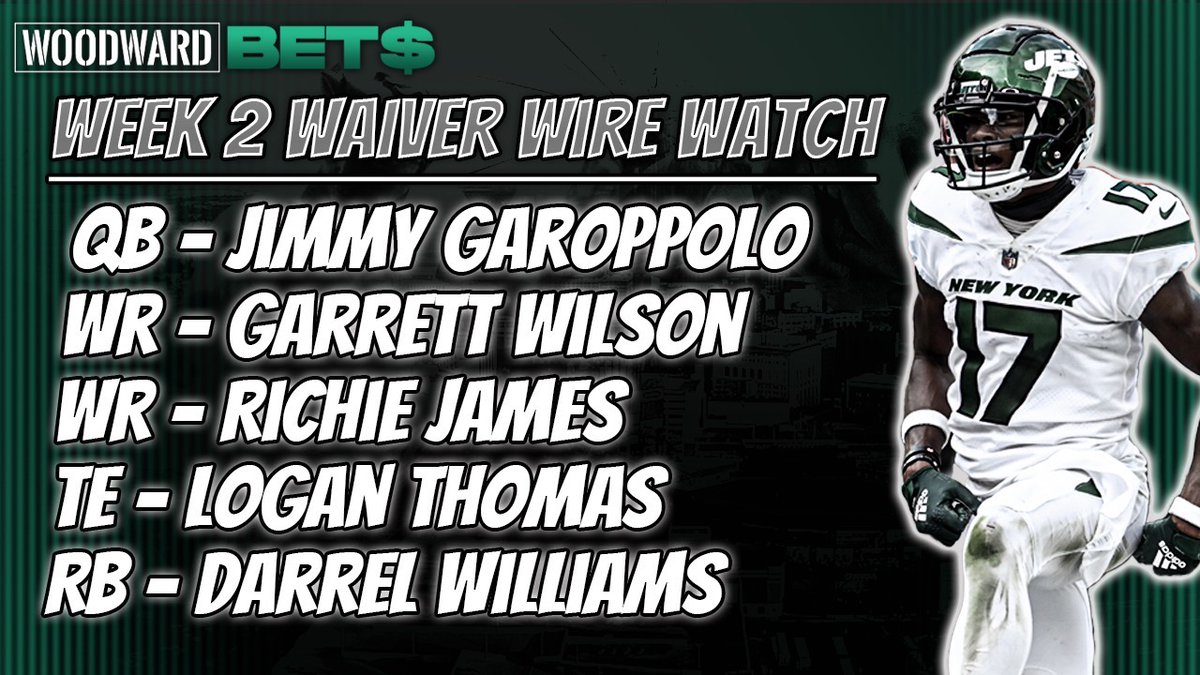 WoodwardBets's tweet photo. Top Free Agents Week 3 available in 70% or more in leagues.  Other top grabs if available!  QB: Tua, Wentz, Goff RB: Wilson Jr, Ingram, Robinson. WR: Samuel, Gallup, Corey Davis, Dotson, Dortch TE: Everett

@woodwardsports 
#FantasyFootball #week3 https://t.co/Ksl8FZlr9J
