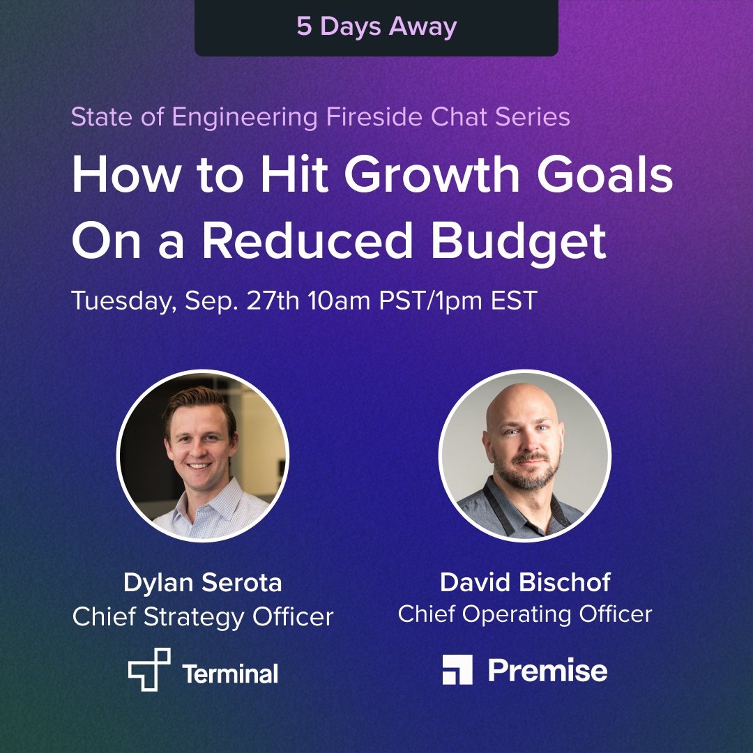 terminalio's tweet photo. Join @terminalio’s Dylan Serota for a fireside chat with David Bischof, CTO of @premisedata on the role that #companyculture plays when growing your #developerteam. You’ll learn how to retain talent against Big Tech offers.
Register now: https://t.co/gZ11Ov09nA https://t.co/2bPYipfOSf