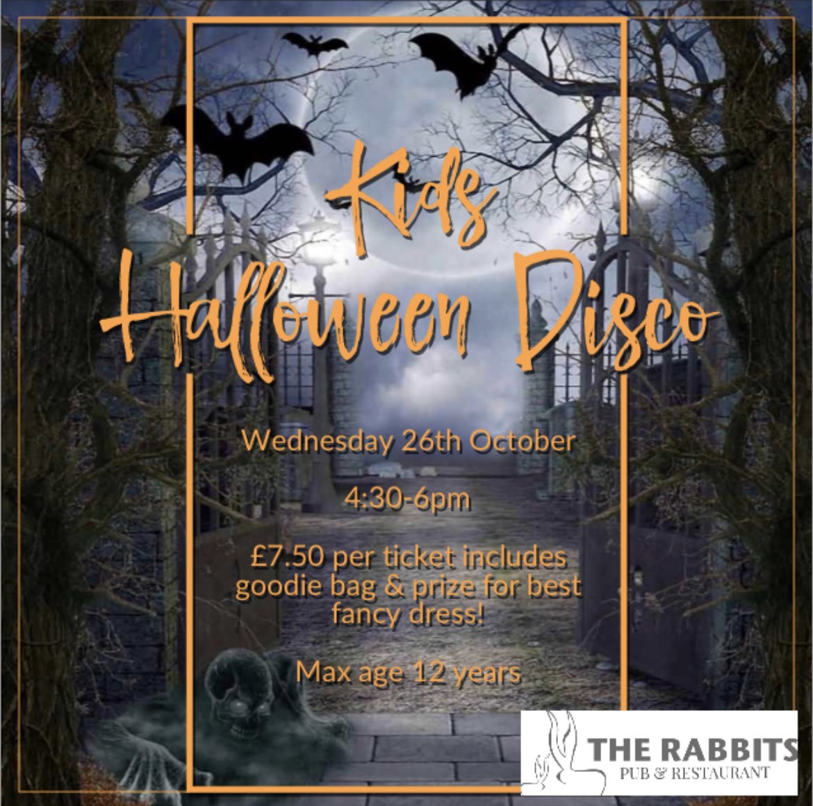 OfficialRabbits's tweet photo. 🎃BOOK NOW🎃
 
👻KIDS HALLOWEEN DISCO WITH @more_than_mascots 

🎟TICKET ONLY EVENT🎟
 
LIMITED SPACES 
 
#halloween #party #disco https://t.co/K6TjcJmeTv