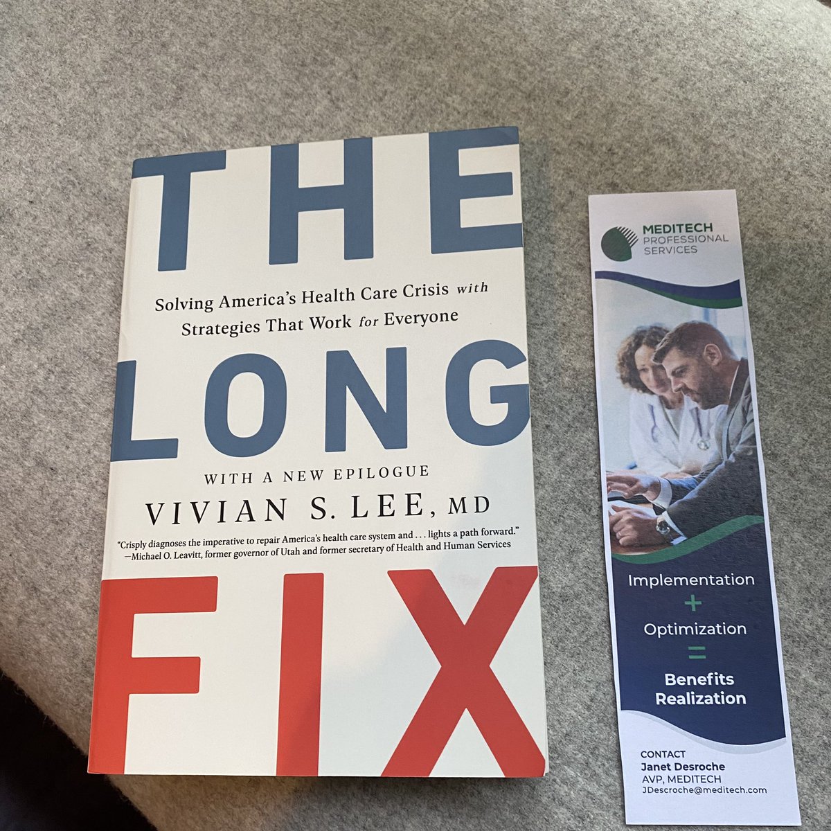 MEDITECH's tweet photo. Wednesday morning at 9 AM: Stop by the MEDITECH Professional Services booth immediately following Keynote speaker Vivian Lee, MD, PhD, MBA for a signed copy of her book “The Long Fix”, along with a MPS Bookmark! #MEDITECHLive2022 https://t.co/zaeepz2SKX