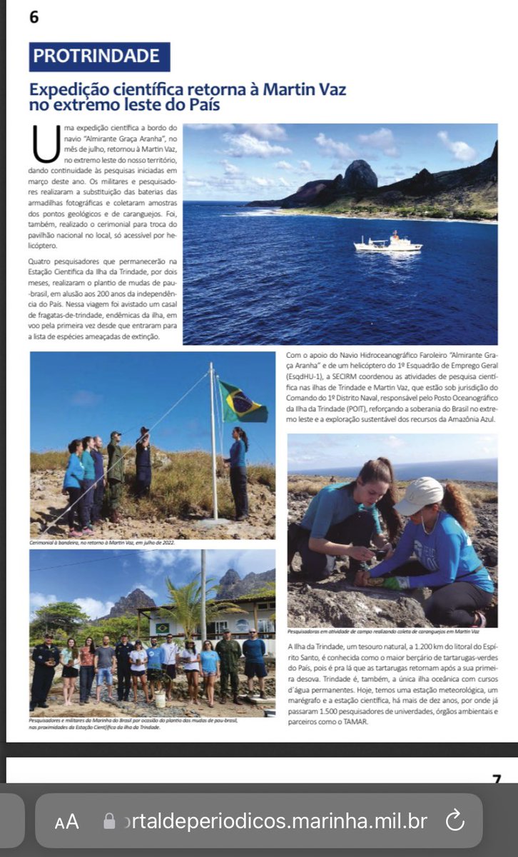 Olha que legal! Saímos na edição mais recente do infosecirm que contou brevemente sobre a expedição que eu participei em Julho com destino a ilha da Trindade e Martin Vaz. <a href="/marmilbr/">Marinha do Brasil</a> <a href="/peldiloc/">PELD - ILOC</a>
