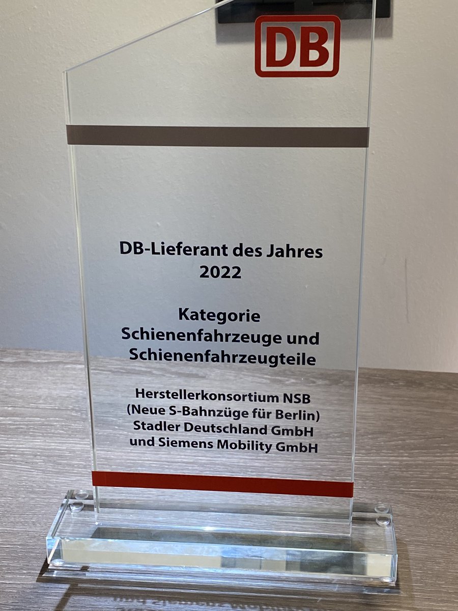 AlbrechtNeumann's tweet photo. What a first day at #InnoTrans2022, rounded off with a great evening! Extremely proud to have been awarded with @DB_Presse  #SupplierInnovationAward together with @StadlerRail tonight. We will continue to dedicate our efforts to sustainable, innovative #rail technology, be sure. https://t.co/b189ZpjHDj