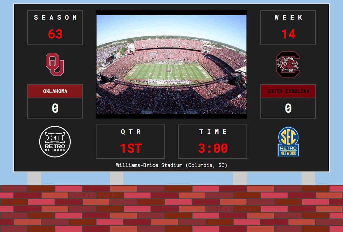 XIIRetro's tweet image. Closing out the XII/SEC series in Wk14, the Schooner rolls into Columbia as @RetroSooners bring Oklahoma to face @Gamecocks_Retro's South Carolina!