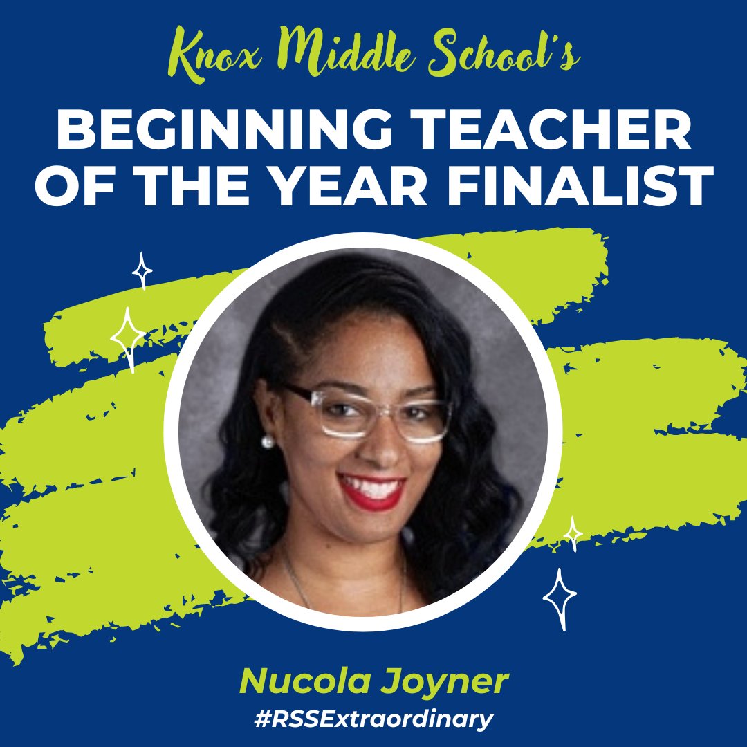 🎉 Congratulations Nucola Joyner!🎉
Nucola is a teacher at Knox Middle School, and is a Beginning Teacher of the Year finalist! Find out who our Beginning Teacher of the Year is on Thursday!