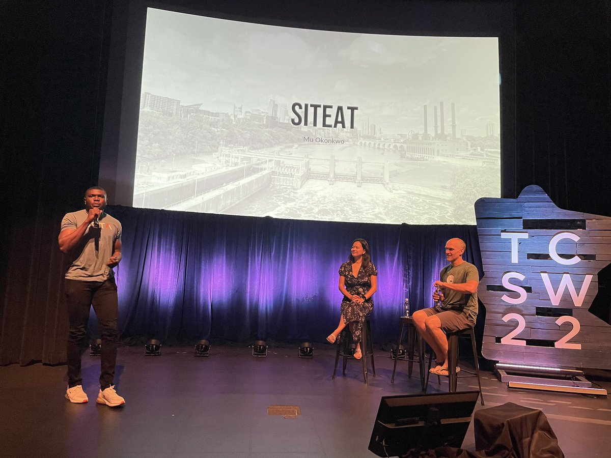 TomPick's tweet image. Watching @kizitokingz crush his pitch at #tcsw2022 with @maryGrove and @BrettBrohl of @Bread_ButterVC