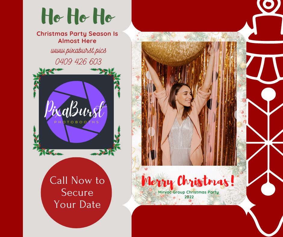 pixaburst's tweet photo. Christmas Party Season is almost here! Why not book a photo booth for this years Christmas party and give you and your guest memories to keep and share instantly.
#coffsharbour #coffsbusiness #coffsharbourevents #christmasparty https://t.co/iUL4fuwjPT