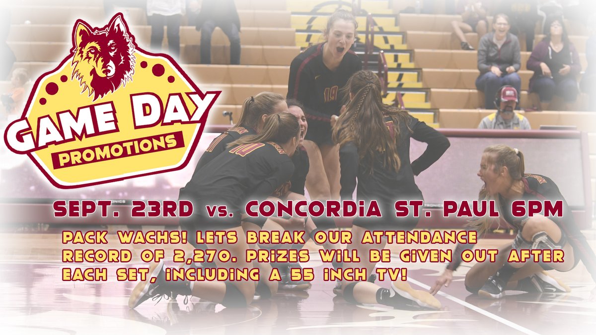 WolvesAthletics's tweet photo. #ThisWeekInPromos
See you at @nsuwolves_vb versus #3 Concordia-St. Paul #WolvesNation as we look to break our attendance record‼️
9.23 - Pack Wachs
#GoWolves🐺 | #maroonNgold🐾 https://t.co/6YTwA6LKEk