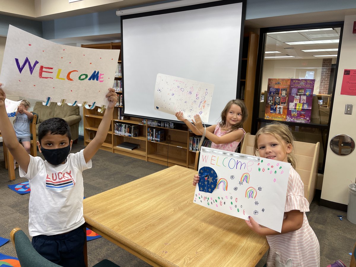 RushtonLibrary's tweet photo. After reading the story, Amy Wu and the Warm Welcome, 1st graders are proud to do their part in helping ALL students feel welcome at school!
#ReadAcrossSMSD   #OneShawneeMission 
@Rushton5121    @theSMSD https://t.co/hppn1Oqd2P