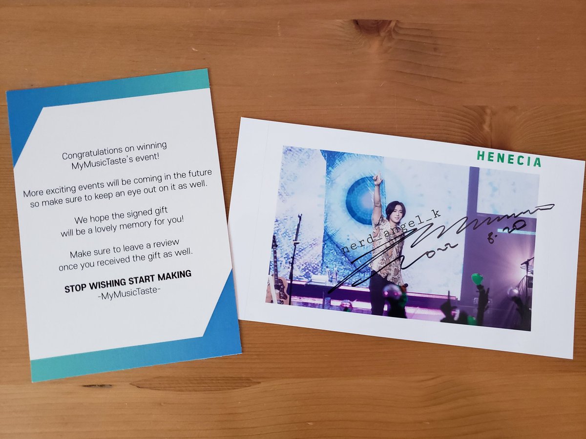 nerd_angel_k's tweet photo. Wheeee! I was one of the winners for the #1secondleft contest held by @_mymusictaste back in August. I got my signed photo of Hyunjoong in the mail today π₯³ Thank you very much @khj_heneciatwt and MMT ππ #daymade
#KimHyunJoong #Henecia https://t.co/9Db6CLpIrS