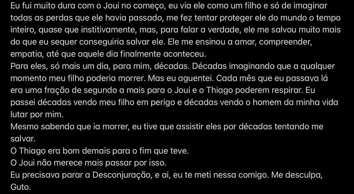 realitasnews's tweet photo. Carta de Elizabeth Webber para Guto, lida em live pela Gabi após a morte da personagem. https://t.co/BE2xZMG6iR