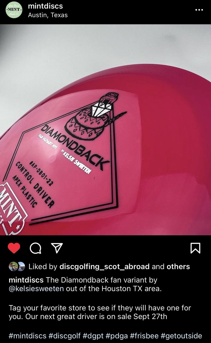kels113587's tweet photo. If your local retailer orders at least 25 Diamondback’s, they’ll get a few of my variants! Make sure you hit up your local shops to get their orders in! 🤩
.
.
.
#mintdiscs #diamondback #staymint #art https://t.co/G7ZNysxl2H
