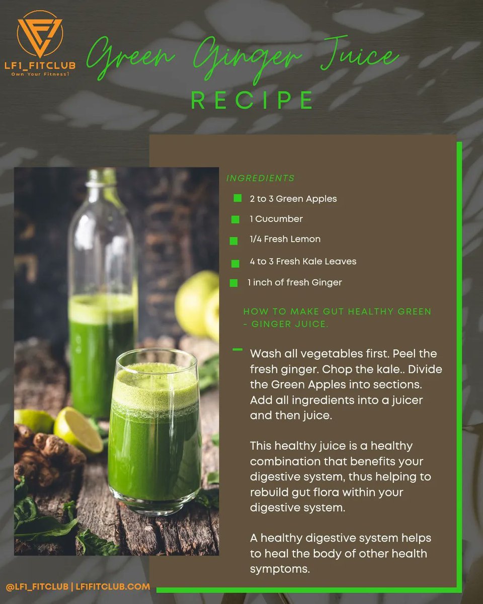 NEW RECIPE 🥬 Gut Healthy Green Juice! Instagram.com/LF1_FITCLUB #Guthealth #Juice #Greenveggies #Vegetable #Vegan #Recipe #Recipes #Healthyrecipe #Healthylifestyle #Plantbased #CoachB1 #LF1_FITCLUB #CoachB1_LF1_FITCLUB #Apples #Fitness #Fit #Beverage #Fitness #Fit #Nutrition