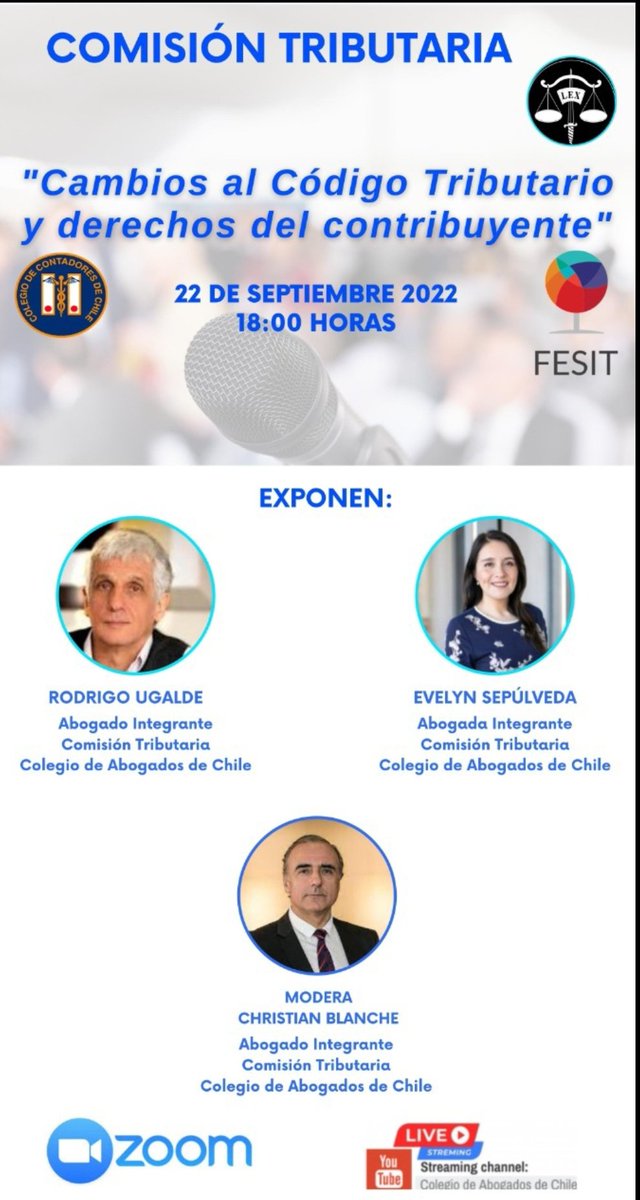 ChileColegio's tweet photo. La Comisión Tributaria realizará la charla, "Cambios al código tributario y derechos del contribuyente", el jueves 22 de septiembre a las 18:00 hrs.
#reformatributaria #derechos #codigotributario
Links:
https://t.co/BsZRov3V4G
https://t.co/HjOyBar5GM https://t.co/m7mQAvz8xw