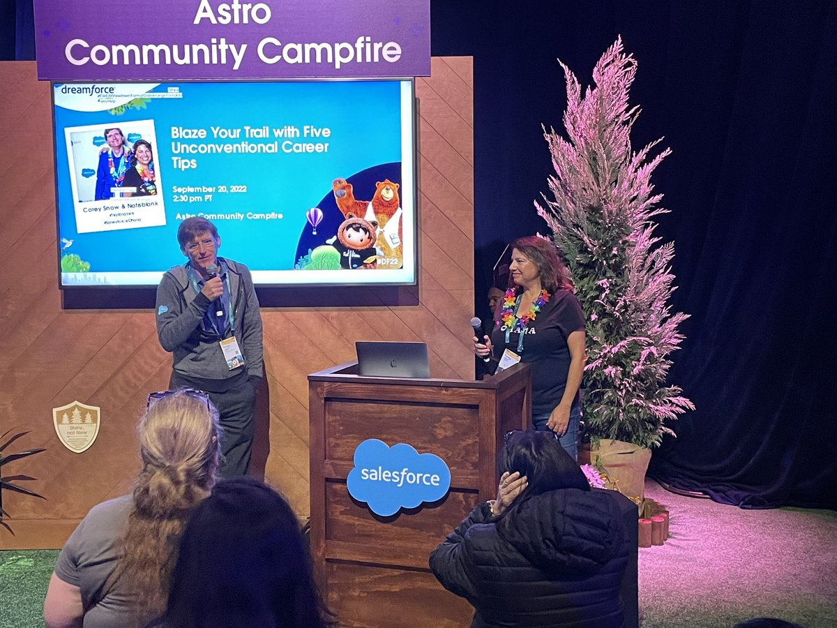 MistyRaeJones's tweet photo. The person who tries the most stuff wins. #FirstAttemptInLearning We’re hearing 5 different unconventional career tips today from @NotIsBlank &amp; @corey_snow Happening now at the Astro Community Campfire #DF22 https://t.co/GoFg0c74UK