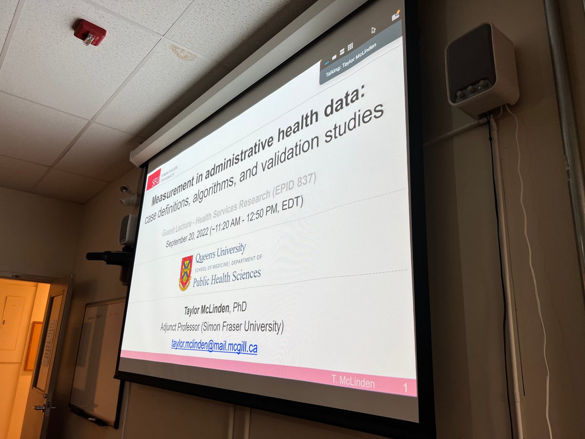 Thanks <a href="/SaharZSaeed/">Sahar Saeed</a> for inviting me to guest lecture in your Health Services Research course at @QueensuPHS! 😃