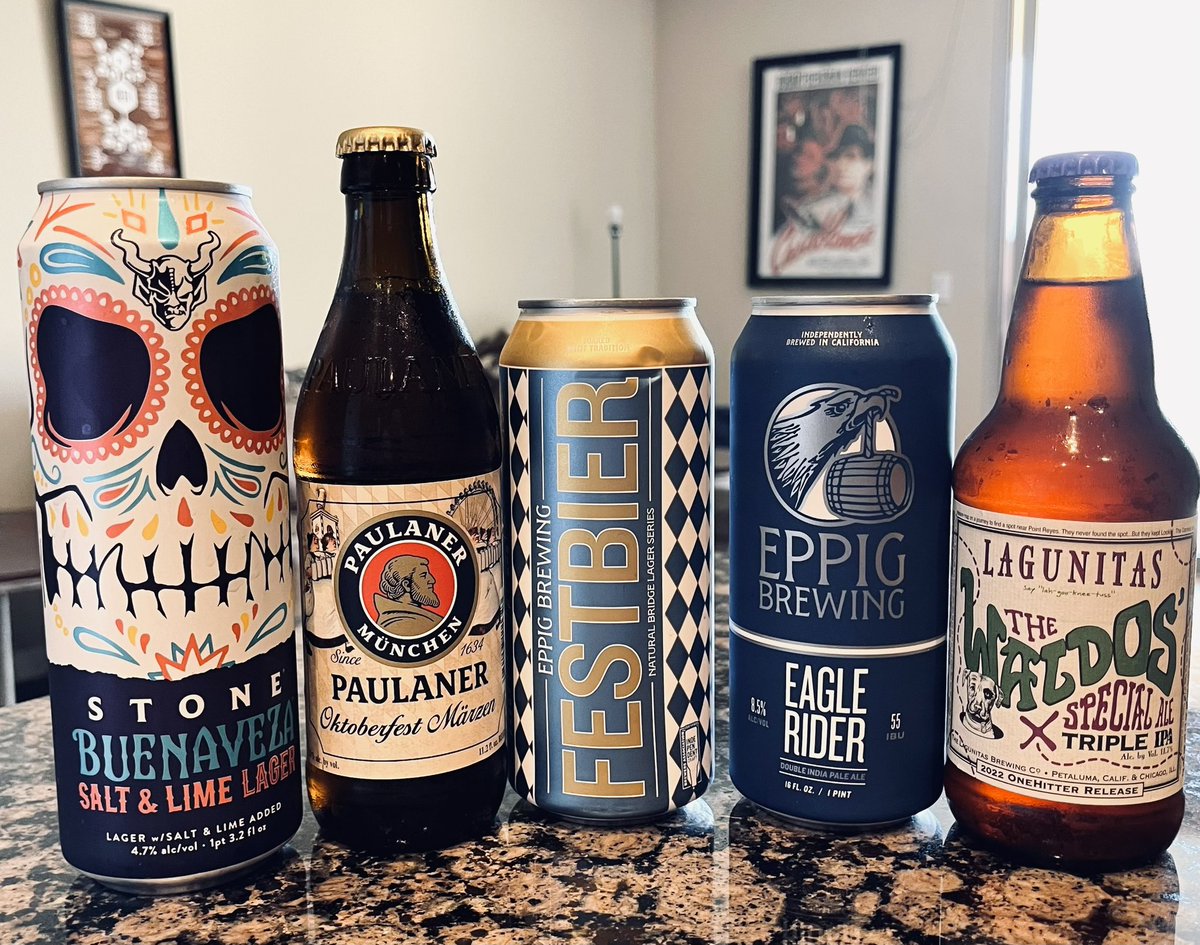 RJellyman's tweet photo. 09/20/2022 #TopBrewsTues includes a #10PercentTuesday beer as well. Lineup has a Salt & Lime Lager, Oktoberfest Marzen, a Festbier, a DIPA, & a TIPA. @StoneBrewing & Rd 1 is 24 ozs of the Marzen. @JonMontag @zappafaye @Senor_Greezy @cellmavin @badhopper @TammyJaben @Stef_Pellerin https://t.co/FLiQMUXCDK