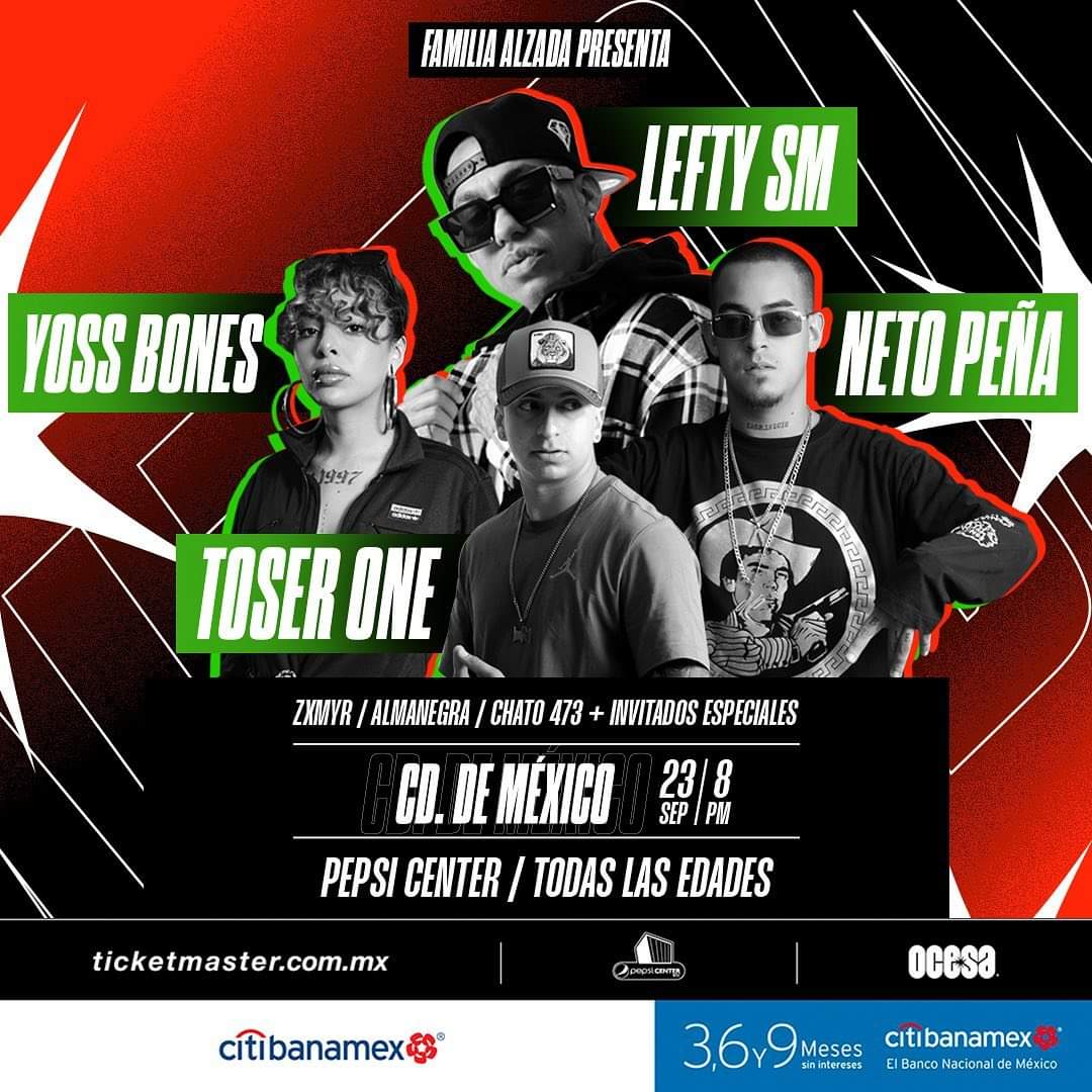Popkinema's tweet photo. 🎶 #Música | En concierto La Familia ALZADA #NetoPeña, #YossBones, #LeftySM, #ToserOne e invitados especiales este 23 de septiembre en Pepsi Center https://t.co/LLkNMxhfT7
