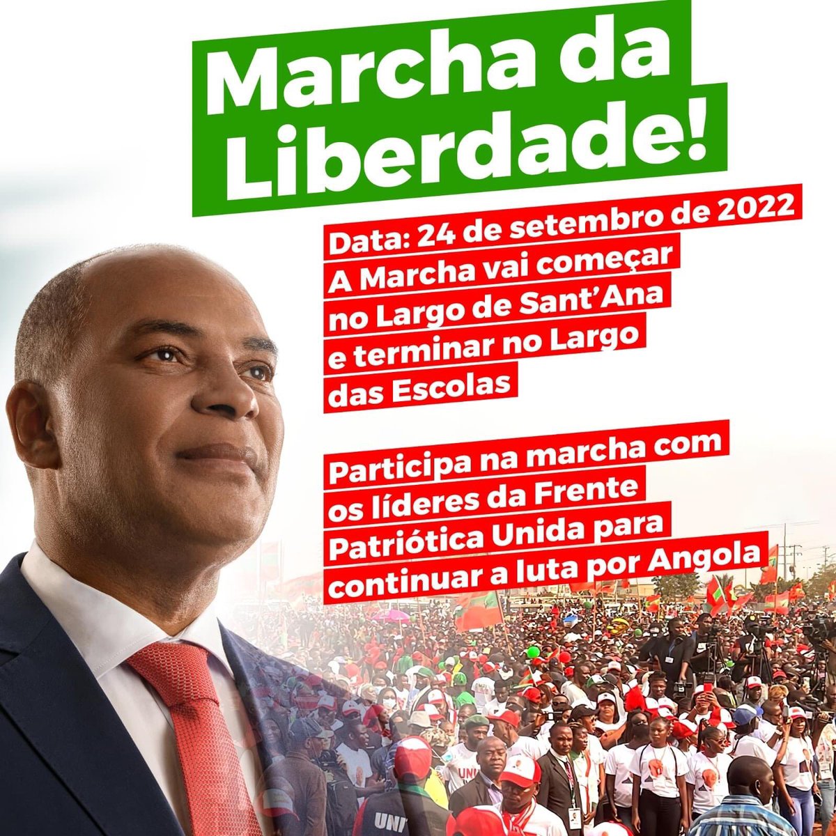 UNITA_OFICIAL's tweet photo. A MARCHA DA LIBERDADE! 

24 de Setembro de 2022 https://t.co/GHA3hKKAQa