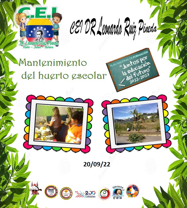 <a href="/cei_drLRPineda/">CRA || CEI Dr. Leonardo Ruiz Pineda JunÍn</a>   Mantenimiento del Huerto escolar y recolección de hortaliza <a href="/MPPEDUCACION/">MPPEDUCACION</a> <a href="/educacion_junin/">Gabinete Municipal de Educación Junín - Táchira</a>  <a href="/Crazet2011/">Crazet2011</a> <a href="/_LaAvanzadora/">Yelitze Santaella</a> <a href="/Berzabethg1/">Berzabethgandicaoficial</a> <a href="/FreddyBernal/">Freddy Bernal</a>