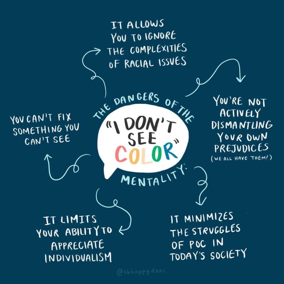 YourEDIHub's tweet photo. “I don’t see colour.” This might be said with the best intentions, but it can be offensive. And here’s why. 

#Learning #Education #DoBetter #BeBetter #AntiRacism https://t.co/1drawDqXol