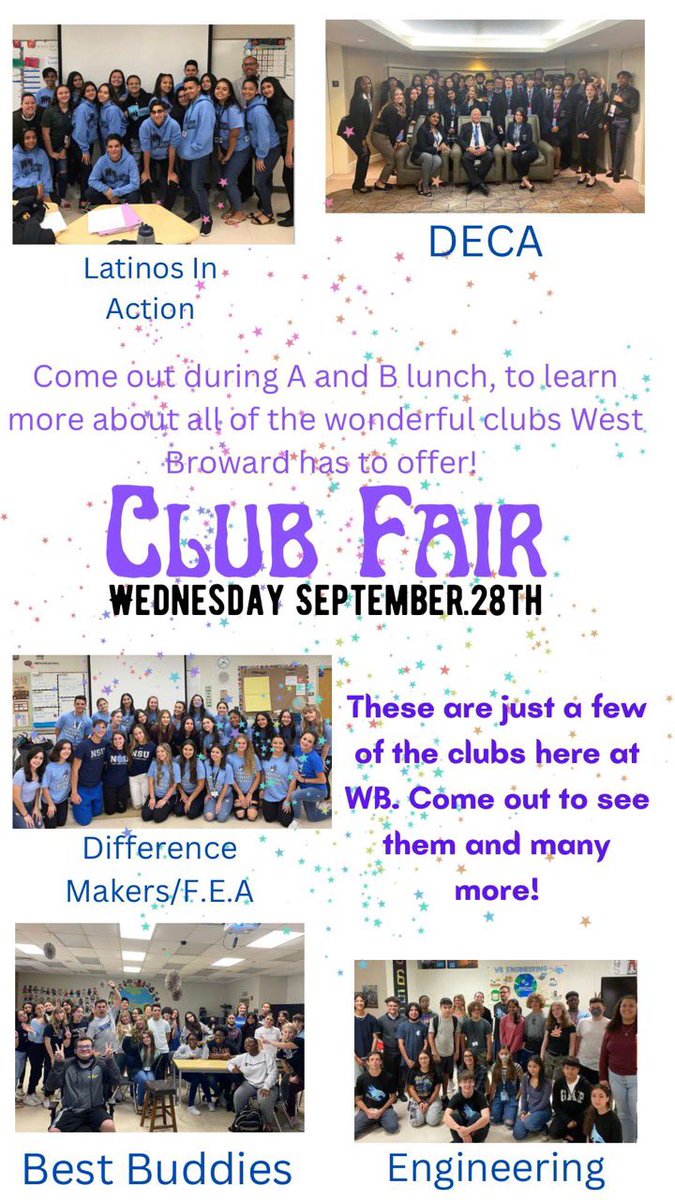 Wednesday, September 28th Matching Mirrors!! Dress up with your friends and learn about all the clubs West Broward has to offer during your lunch :)