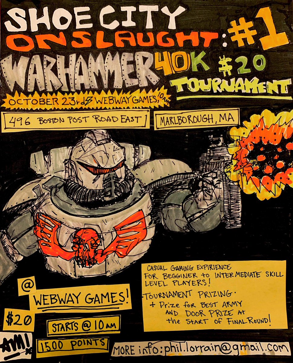 WebwayGames's tweet photo. Come on down on October 23rd for a 1500 point casual 40k tournament hosted by Webway Grow League’s own Phil Lorrain. https://t.co/hhl9iYAbZc
