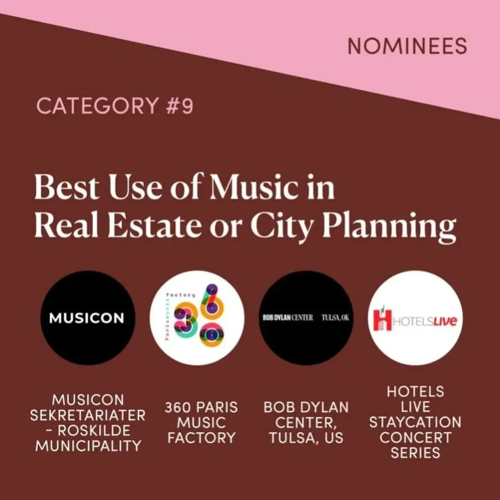 hotelsliveca's tweet photo. We are thrilled to announce @hotelsliveca has been Nominated for 2 International Music Awards at this year’s Music Cities Awards &amp; Conference, taking place in Tulsa Oklahoma, USA, on November 4, 2022!

BEST TOURISM INITIATIVE
BEST USE OF MUSIC IN REAL ESTATE OR CITY PLANNING https://t.co/776IFIw7Ud